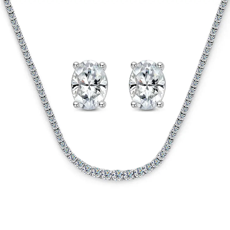 KNOBSPIN Moissanite Tennis Necklace for Woman Wedding Jewely with Certificate 925 Sterling Sliver Plated 18k White Gold Necklace