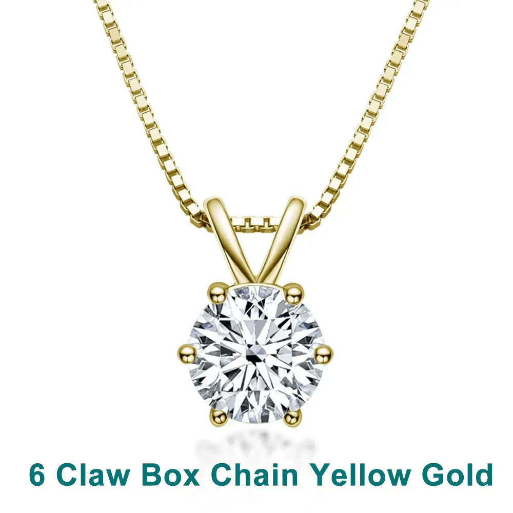 KNOBSPIN 1-5 CT Moissanite Necklace Solitaire Pandent GRA Certified Dainty s925 Sterling Silver 18k Classic Necklaces for Women