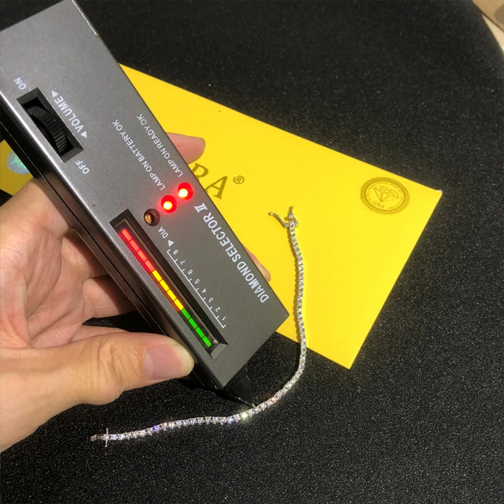 KNOBSPIN 2mm D Color Moissanite Tennis Bracelets for Woman Man Sparkling Diamonds with GRA s925 Sterling Sliver Hip Hop Bracelet