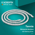 KNOBSPIN 925 Sterling Silver Moissanite Tennis Necklace for Women Real 4mm Diamonds with GRA Certificate Neck Chain Fine Jewelry
