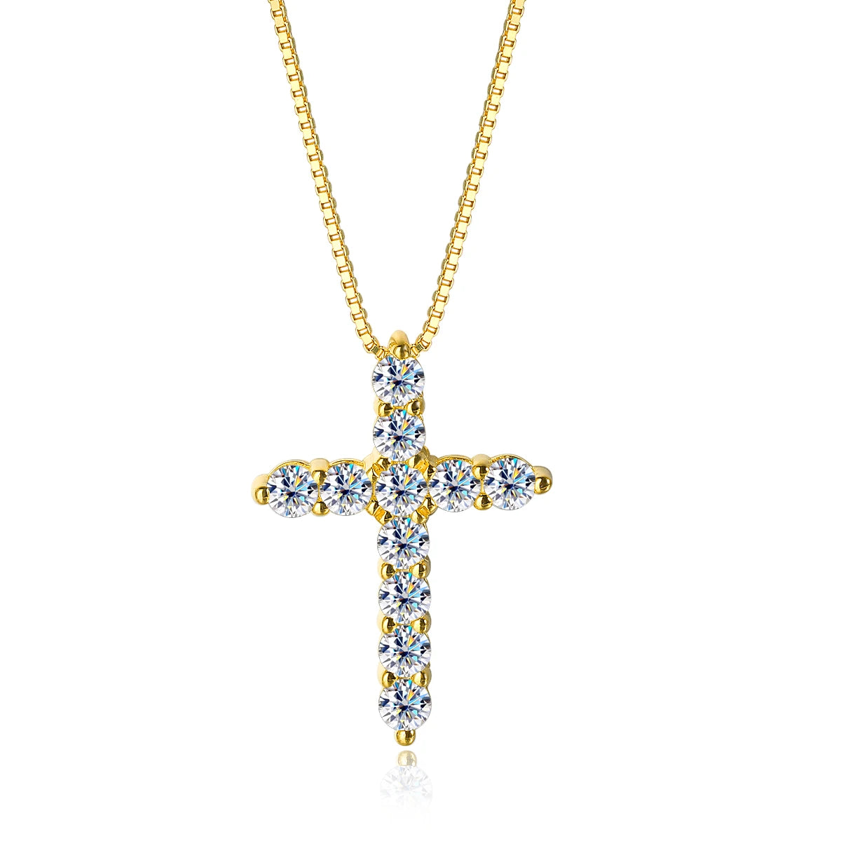KNOBSPIN D VVS1 Moissanite Cross Pendant Necklace Original s925 Sliver Box Chain Plated 18k White Gold Fine Necklaces for Women