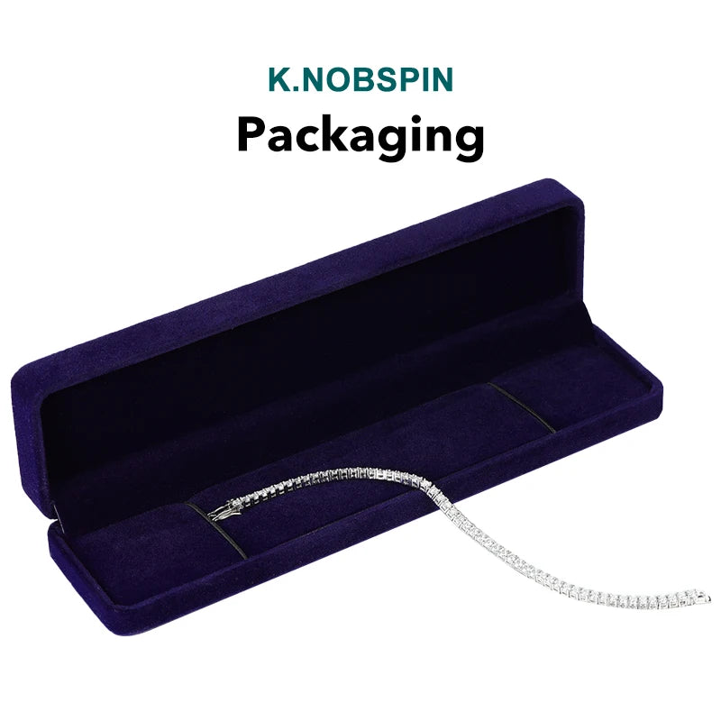 KNOBSPIN 2mm Moissanite Tennis Bracelet 925 Sterling Silver Plated White Gold Bracelet for Women Man Sparkling Party Jewelry