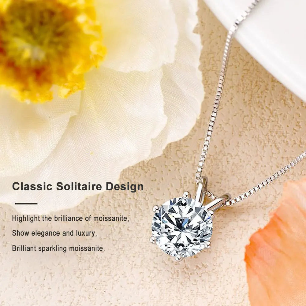 KNOBSPIN 1-5 CT Moissanite Necklace Solitaire Pandent GRA Certified Dainty s925 Sterling Silver 18k Classic Necklaces for Women