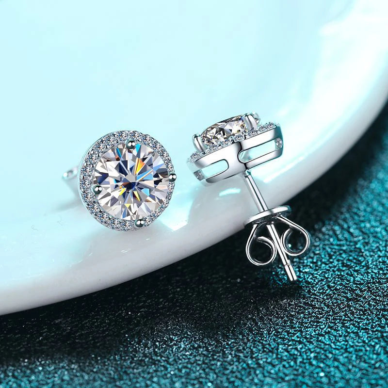 KNOBSPIN 1ct D Color Moissanite Earring For Women Wedding Fine Jewely with GRA 925 Sterling Sliver Plated 18k White Gold Earring
