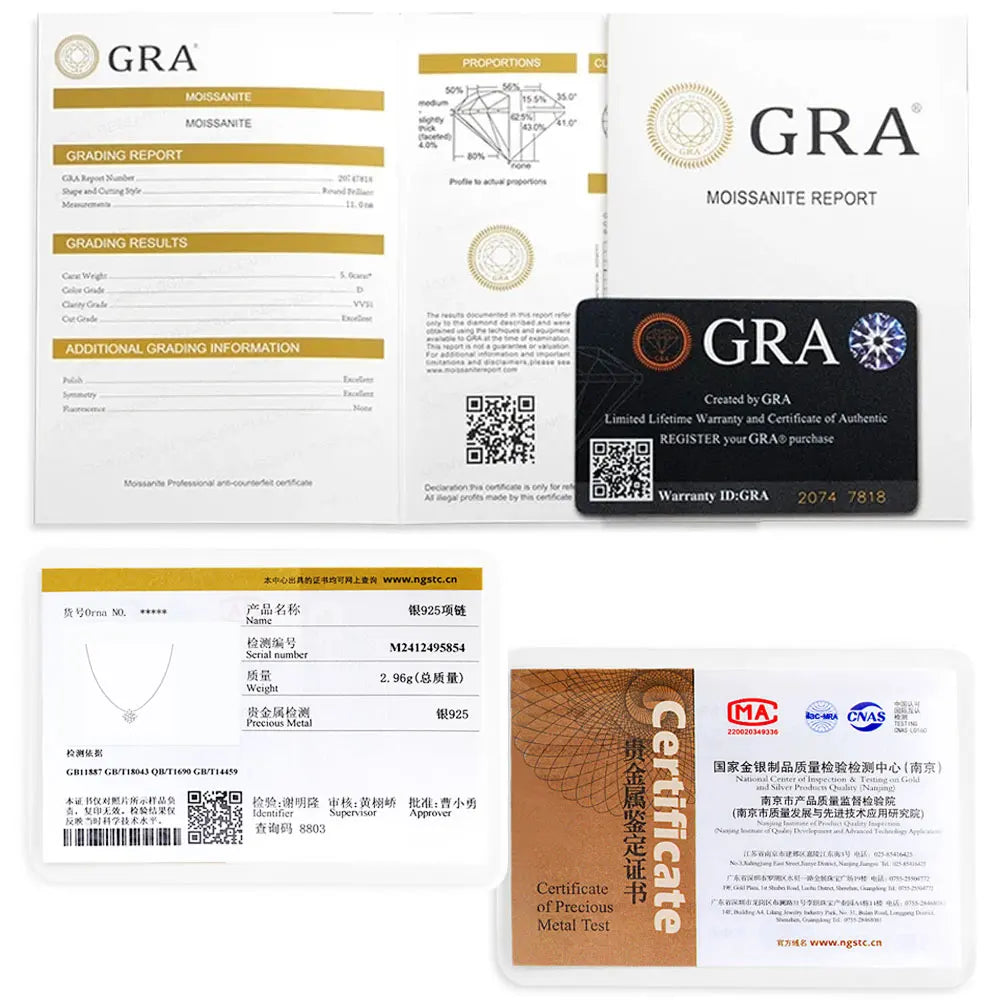 KNOBSPIN 1-5 CT Moissanite Necklace Solitaire Pandent GRA Certified Dainty s925 Sterling Silver 18k Classic Necklaces for Women