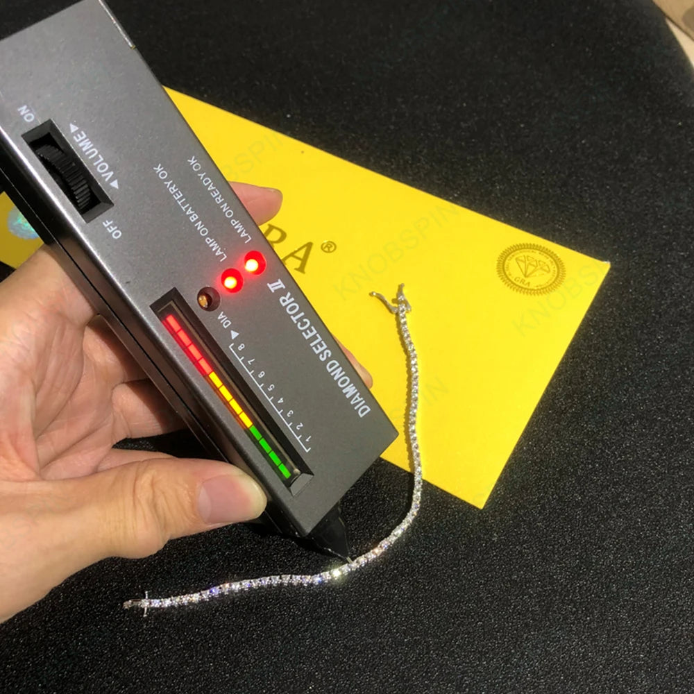 KNOBSPIN 2mm D Color Moissanite Tennis Bracelets for Woman Man Sparkling Diamonds with GRA s925 Sterling Sliver Hip Hop Bracelet