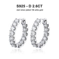 2.6ct D Color Moissanite Hoop Earrings – 925 Sterling Silver, 18K White Gold Plated