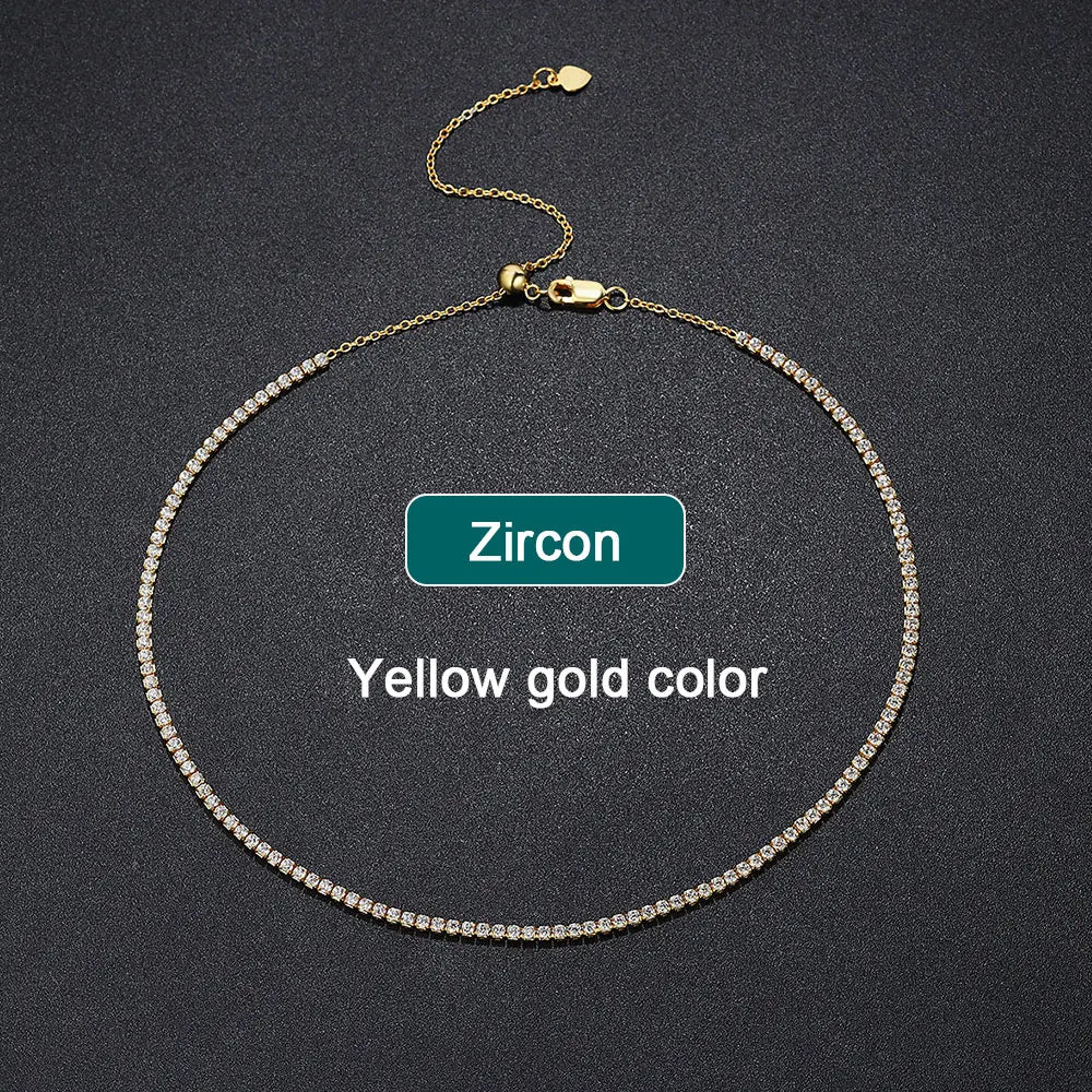 KNOBSPIN 2mm D VVS1 Moissanite Tennis Necklace Adjustable s925 Sterling Silver Plated 18k Gold with GRA Fine Necklace for Women