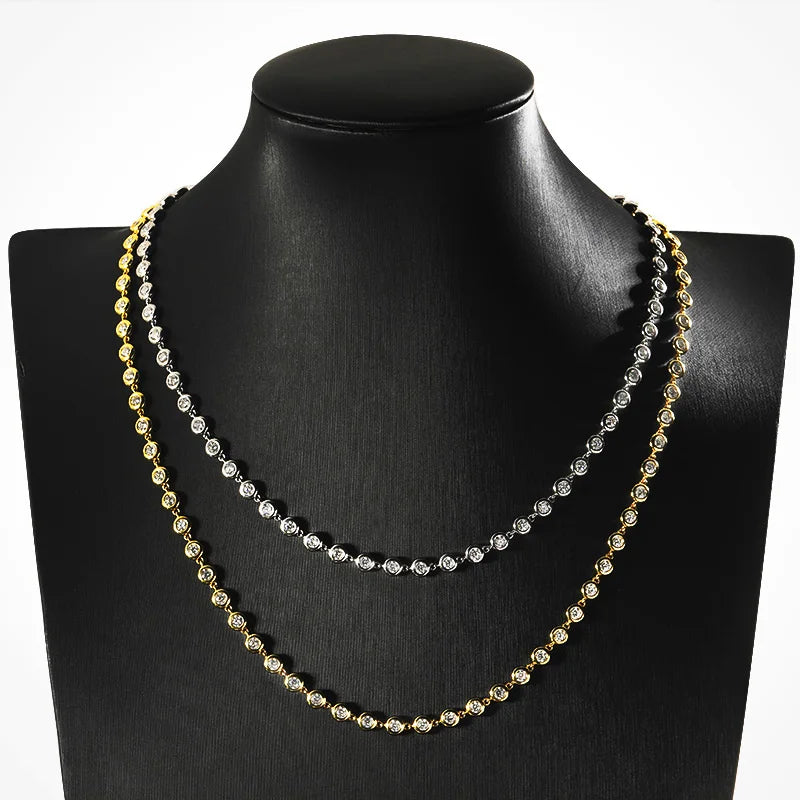 3mm Round Moissanite Tennis Necklace – GRA Certified S925 Sterling Silver