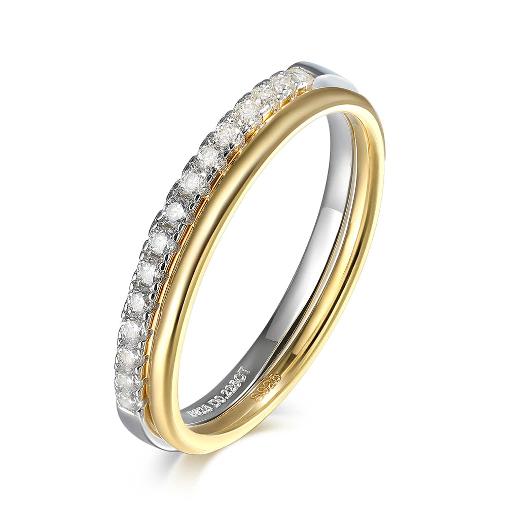 KNOBSPIN D VVS1 Moissanite Stacking Rings for Women Man GRA Diamond Jewelry s925 Sterling Silver Plated 18k Gold Wedding Band
