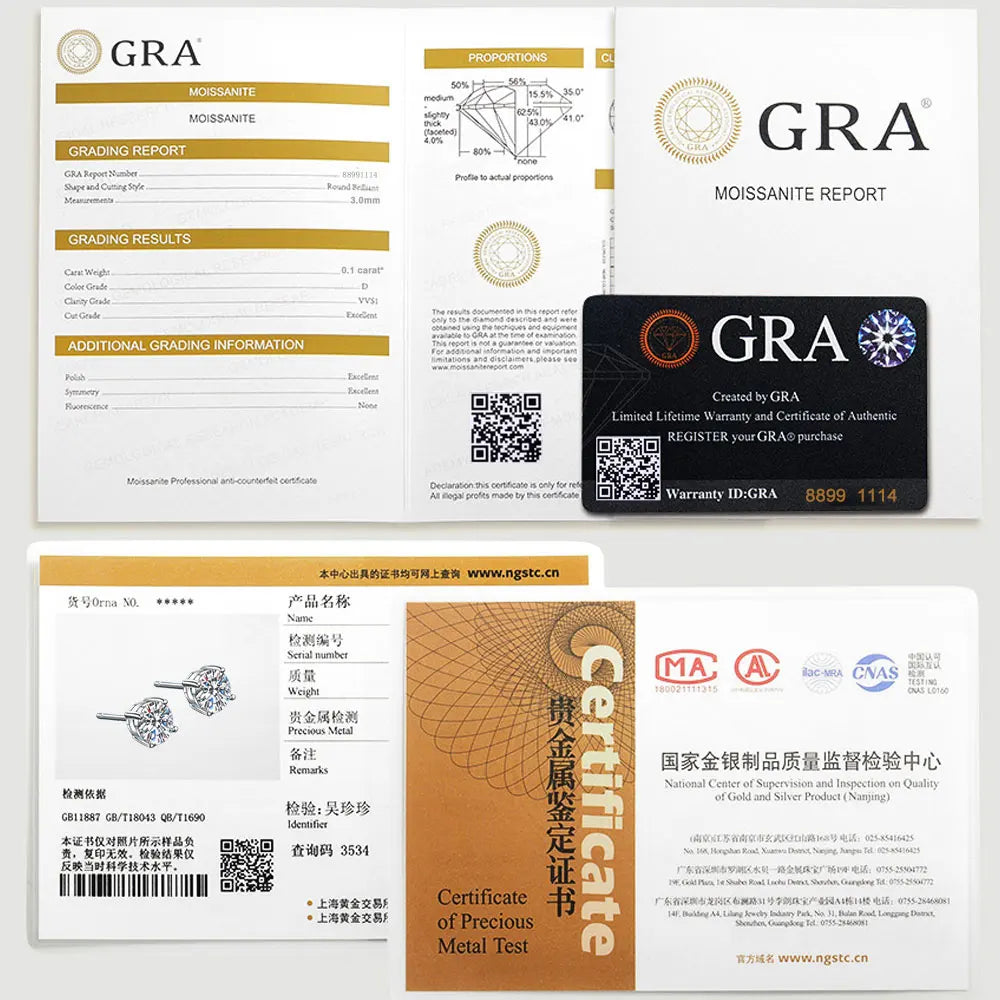 KNOBSPIN 2.0ct Moissanite Earrings for Women Lab Grown Diamond Ear Studs 925 Sterling Silver Fine Jewelry Gift