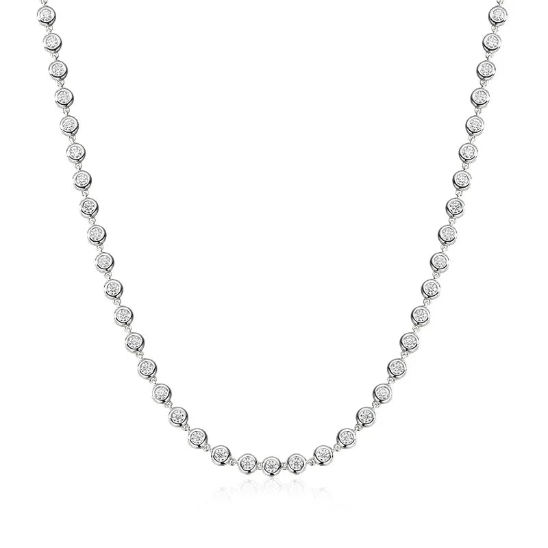 3mm Round Moissanite Tennis Necklace – GRA Certified S925 Sterling Silver