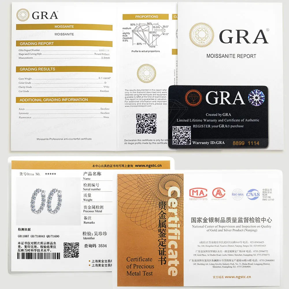 2.6ct D Color Moissanite Hoop Earrings – 925 Sterling Silver, 18K White Gold Plated