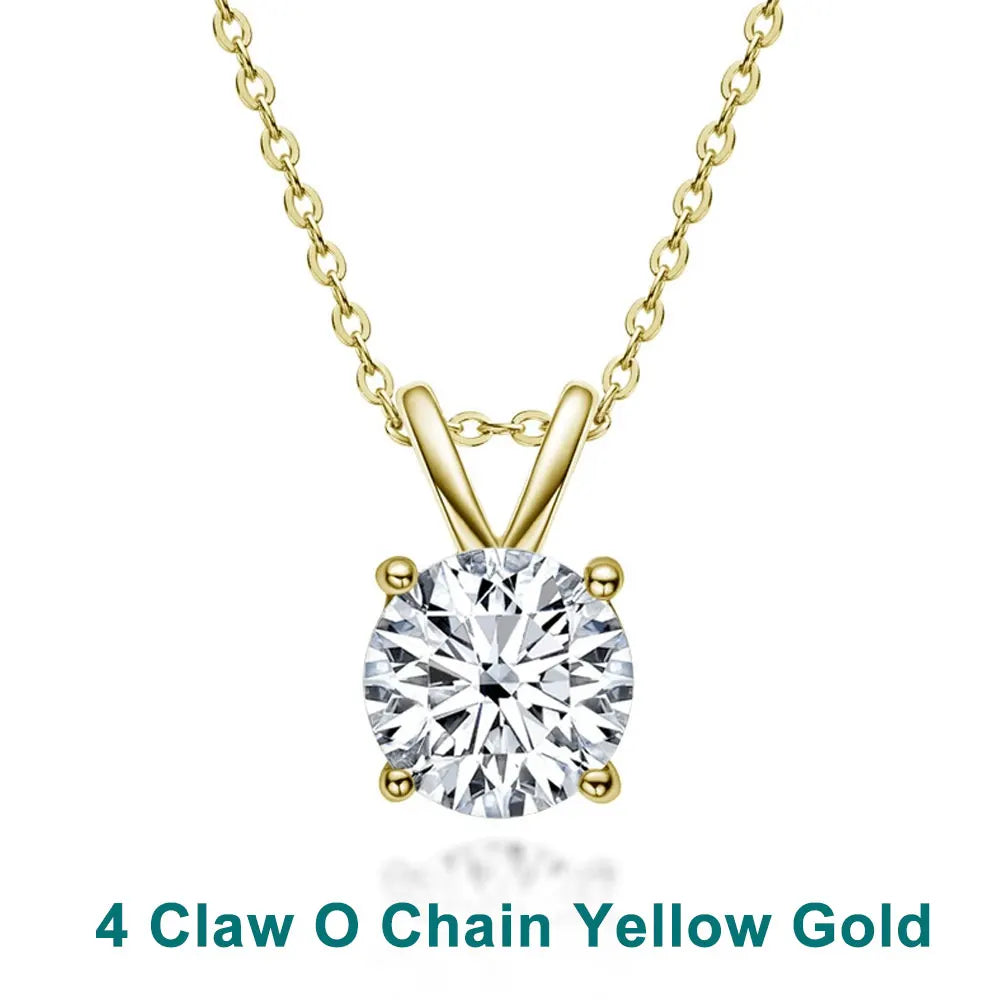 KNOBSPIN 1-5 CT Moissanite Necklace Solitaire Pandent GRA Certified Dainty s925 Sterling Silver 18k Classic Necklaces for Women