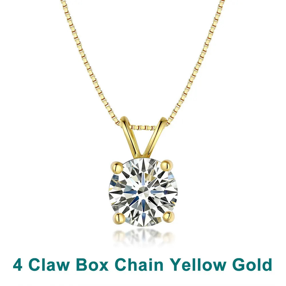 KNOBSPIN 1-5 CT Moissanite Necklace Solitaire Pandent GRA Certified Dainty s925 Sterling Silver 18k Classic Necklaces for Women