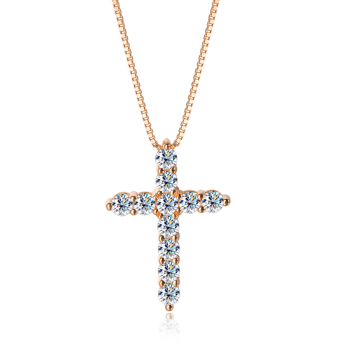 KNOBSPIN D VVS1 Moissanite Cross Pendant Necklace Original s925 Sliver Box Chain Plated 18k White Gold Fine Necklaces for Women