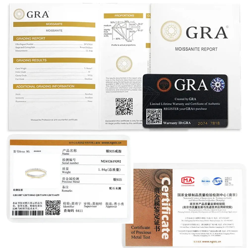 KNOBSPIN D VVS1 Moissanite Stacking Rings for Women Man GRA Diamond Jewelry s925 Sterling Silver Plated 18k Gold Wedding Band