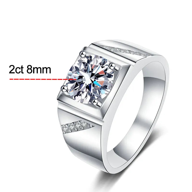 Knobspin D VVS1 Moissanite Men Ring GRA Certified Diamond Sparkling Wedding Band Original 925 Sterling Silver Plated 18k rings