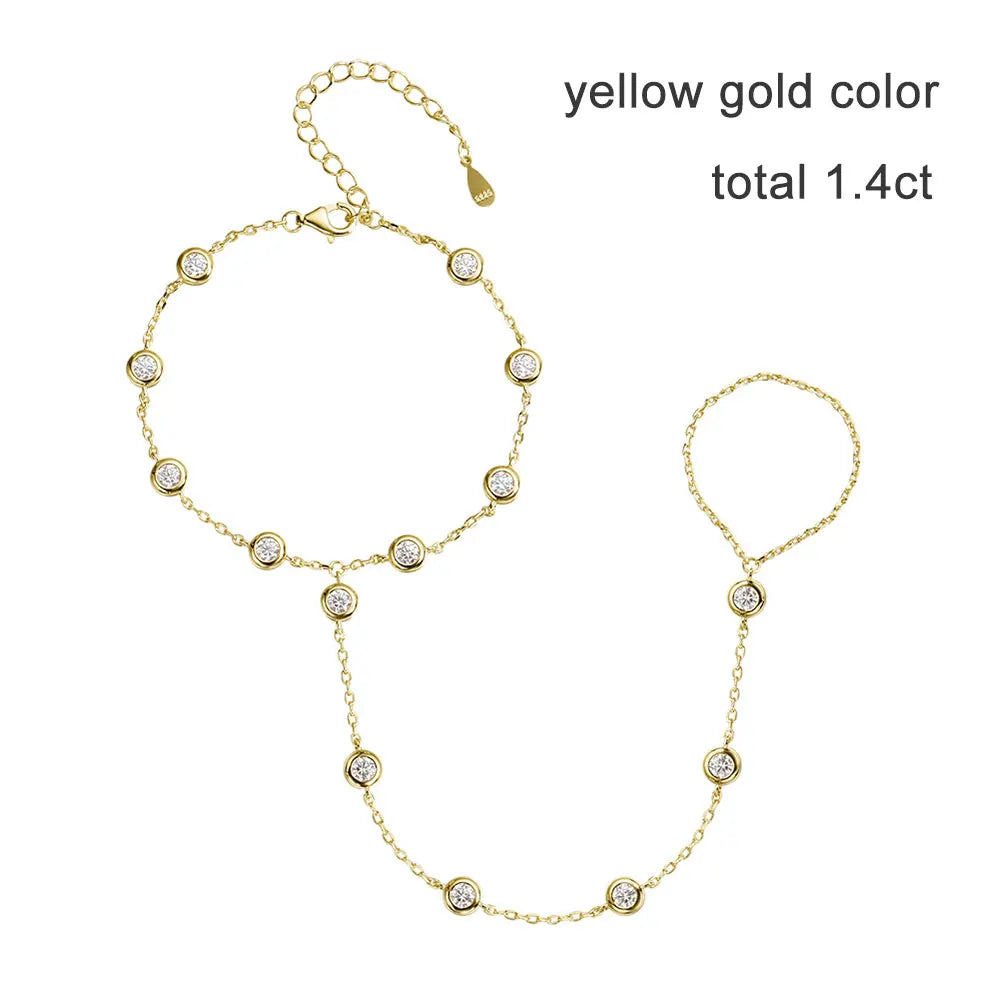 KNOBSPIN 3mm D Color Moissanite Bracelets for Women 14-21cm Adjustable Chain GRA Certified s925 Sterling Silver Bubble Bracelet