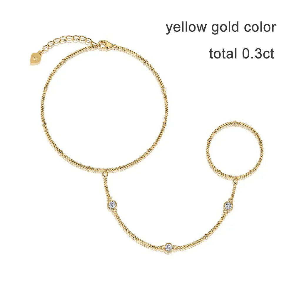 KNOBSPIN 3mm D Color Moissanite Bracelets for Women 14-21cm Adjustable Chain GRA Certified s925 Sterling Silver Bubble Bracelet