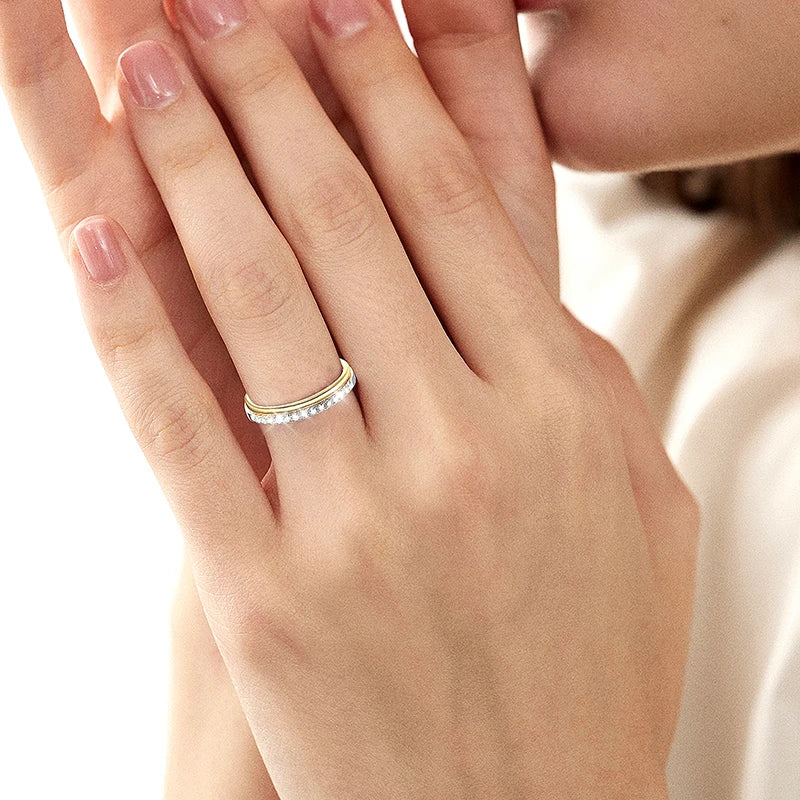 KNOBSPIN D VVS1 Moissanite Stacking Rings for Women Man GRA Diamond Jewelry s925 Sterling Silver Plated 18k Gold Wedding Band