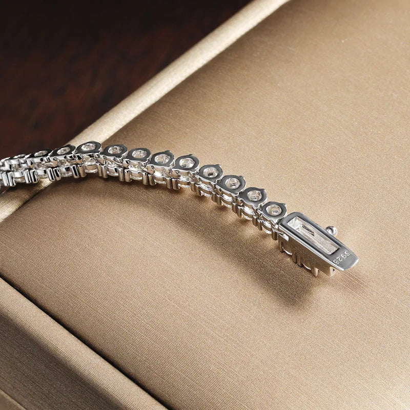 KNOBSPIN 3 Claw D VVS1 Moissanite Tennis Necklace s925 Sterling Silver 18k White Gold GRA Certified Wedding Necklaces for Women