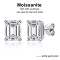 KNOBSPIN D VVS1 Emerald Cut Moissanite Earring s925 Sterling Sliver Plated with 18k White Gold Earrings for Women Fine Jewelry