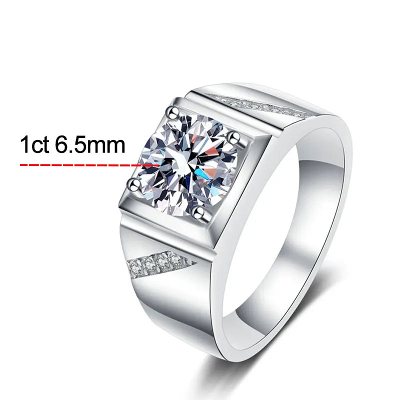 Knobspin D VVS1 Moissanite Men Ring GRA Certified Diamond Sparkling Wedding Band Original 925 Sterling Silver Plated 18k rings